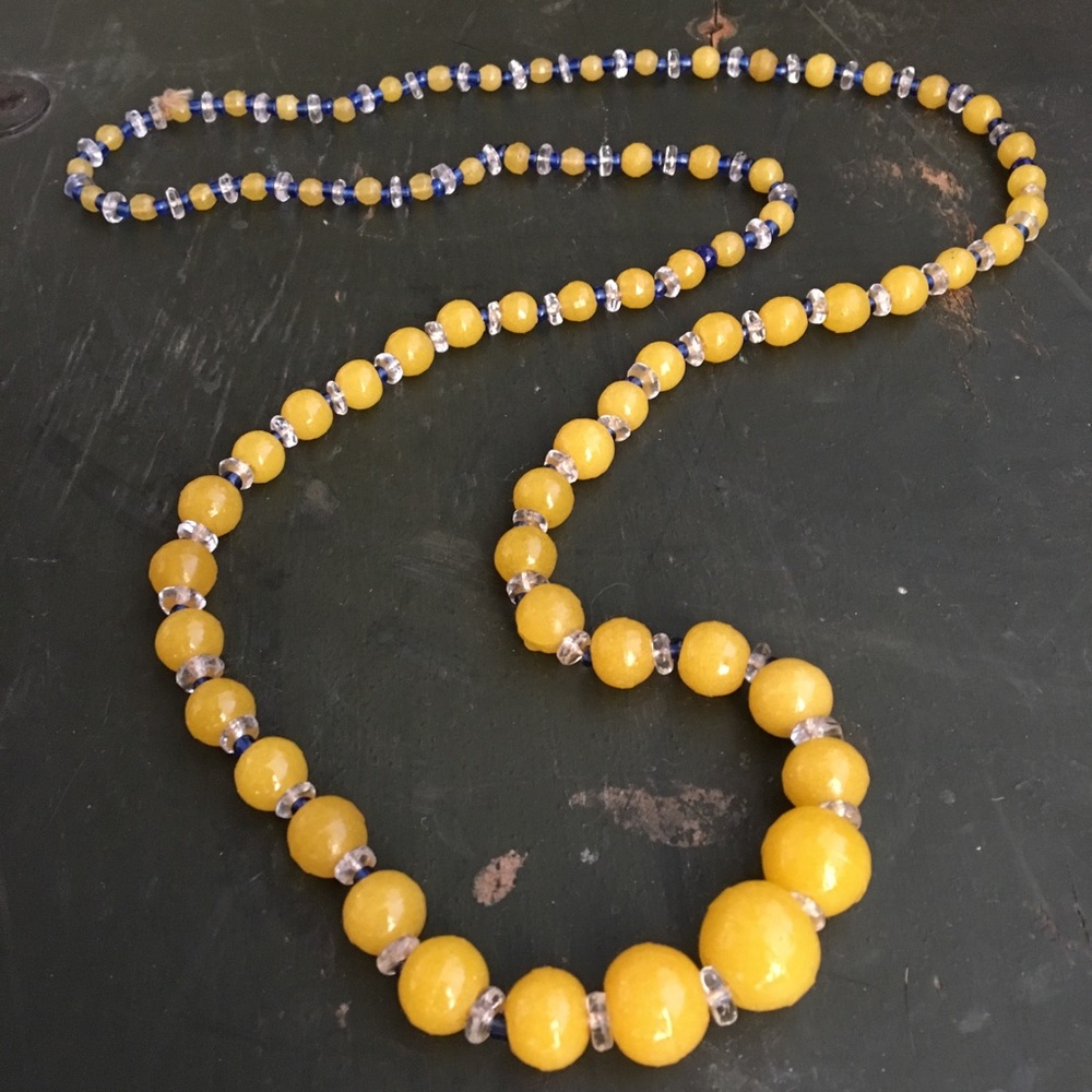 Yellow Glass Bead Necklace